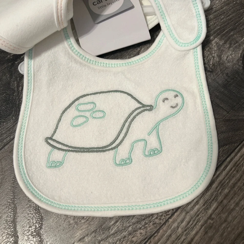Carter's 4-Pack Water Resistant Bibs Velcro new cotton neutral new animals